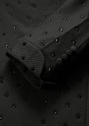Slim Fit Micro-Textured Black Crystal Double-Breasted Tuxedo (2-Piece)