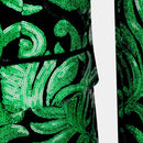Veste de smoking à paillettes vertes et florales pour homme