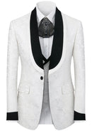 Leaf Jacquard White Tuxedo