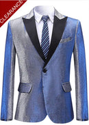 Men's Luxury One Button Gradient Grayish Blue Tuxedo