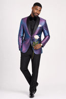 Men's 2-Piece Flashy Suit with Purple and Blue Gradient Flash