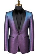 Men's 2-Piece Flashy Suit with Purple and Blue Gradient Flash