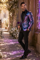 Men's 2-Piece Flashy Suit with Purple and Blue Gradient Flash