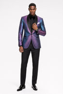 Men's 2-Piece Flashy Suit with Purple and Blue Gradient Flash