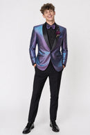 Men's 2-Piece Flashy Suit with Purple and Blue Gradient Flash