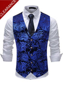 Men's Metallic Printed Vest Navy Blue