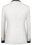 Leaf Jacquard White Tuxedo Back