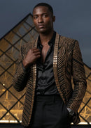 Men's 2-Piece luxurious Gold Full Diamond Black Dress Tuxedo