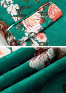 Multicolor Floral Jacquard Green Tuxedo Jacket