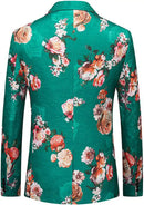 Multicolor Floral Jacquard Green Tuxedo Jacket
