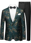 green jacquard tuxedo with embroidery