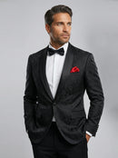 Men's 2-Piece Jacquard Embroidery Paisley Black Suit