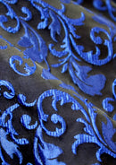 Men's 2-Piece Jacquard Embroidery Paisley Navy Blue Suit