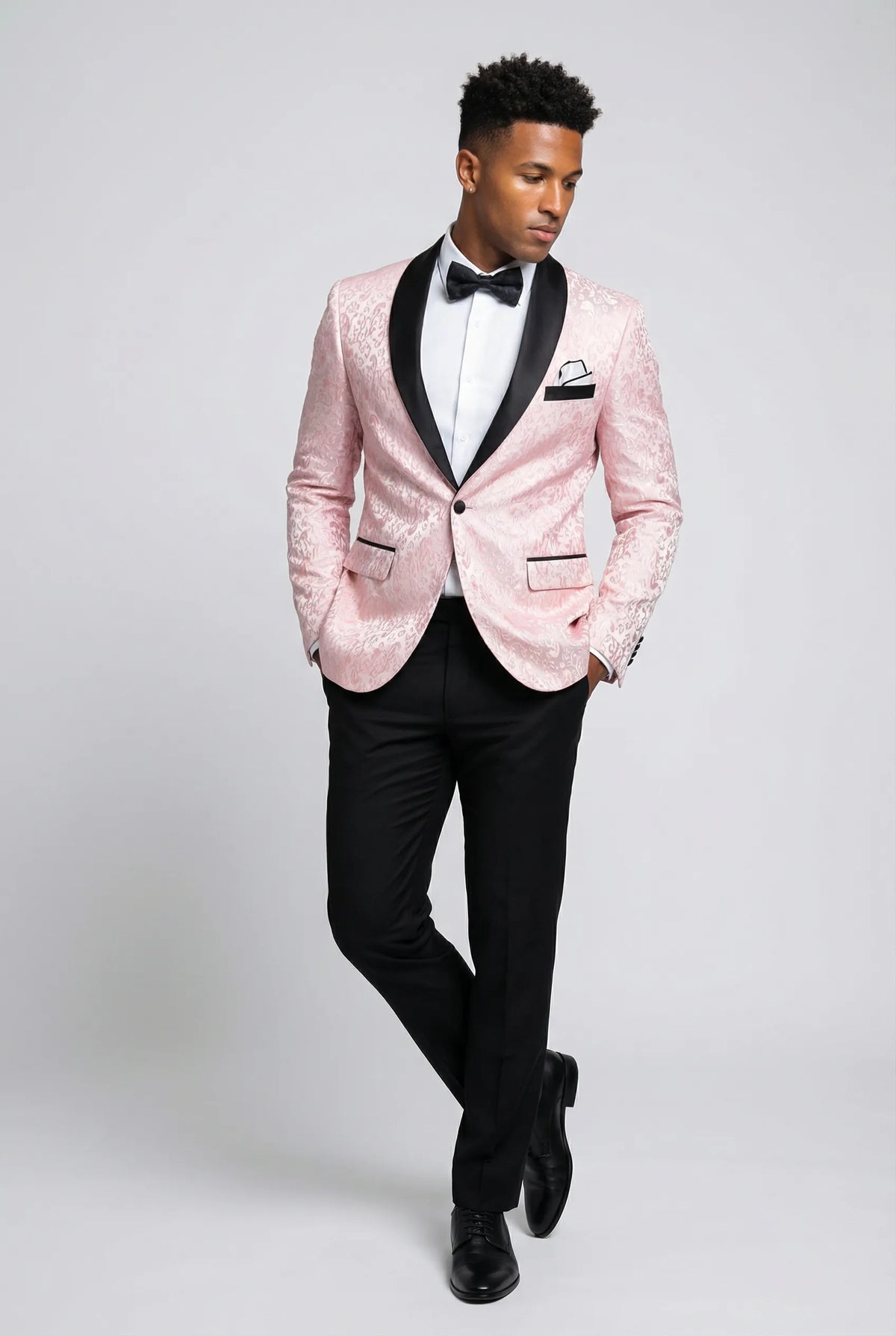 Men's 2-Piece Pink Jacquard Embroidery Paisley Suit