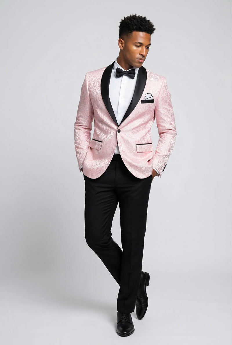 Tuxedo Action Men's 2-Piece Pink Jacquard Embroidery Paisley Suit, Pink / 1*Jacket + 1*Pants / 44R Tuxedo Action Men's 2-Piece Pink Jacquard Embroidery Paisley Suit, Pink / 1*Jacket + 1*Pants / 44R
