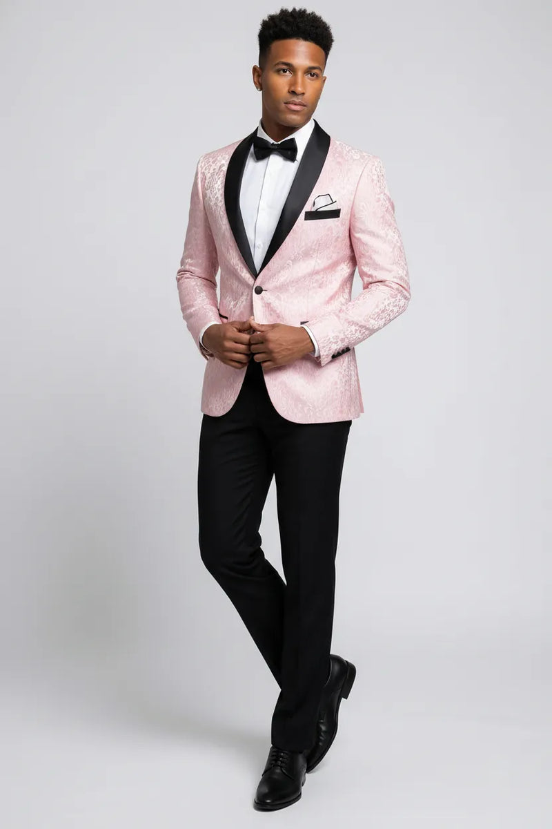 Tuxedo Action Men's 2-Piece Pink Jacquard Embroidery Paisley Suit, Pink / 1*Jacket + 1*Pants / 44R Tuxedo Action Men's 2-Piece Pink Jacquard Embroidery Paisley Suit, Pink / 1*Jacket + 1*Pants / 44R