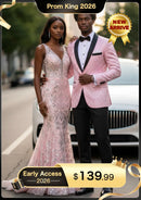Men's 2-Piece Pink Jacquard Embroidery Paisley Tuxedo