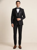 Men's 3-Piece Classic Groom Dresses Elegant Black Suit