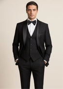 Men's 3-Piece Classic Groom Dresses Elegant Black Suit