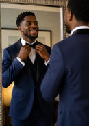 Men's 3-Piece Classic Groom Dresses Navy Blue Groomsmen Suit