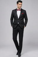 Men's Classic Paisley Shawl Collar Black Tuxedo