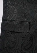 Chaqueta de esmoquin clásica negra con cuello chal y estampado paisley para hombre