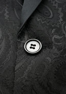 Chaqueta de esmoquin clásica negra con cuello chal y estampado paisley para hombre