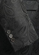 Chaqueta de esmoquin clásica negra con cuello chal y estampado paisley para hombre