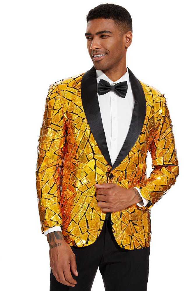 Golden prom suit details - 2