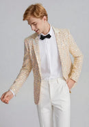 Linen Sparkle Gridline Champagne Sequin Jacket