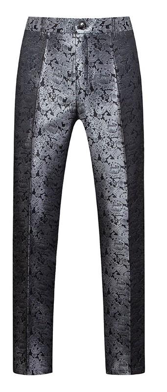 Mens Jacquard Silver Tuxedo Pants