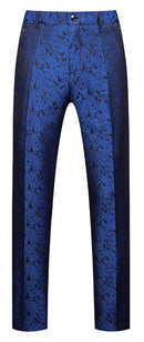 【Seleccione la talla de pantalón para el conjunto】Esmoquin azul real jacquard para hombre