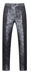 【Seleccione la talla de pantalón para el conjunto】Pantalones de esmoquin plateados de jacquard para hombre