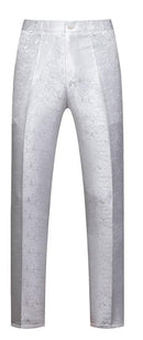 【Seleccione la talla de pantalón para el conjunto】Esmoquin de boda blanco jacquard para hombre