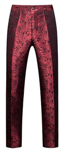 【Seleccione la talla de pantalón para el conjunto】Pantalones de esmoquin burdeos Jacuard para hombre