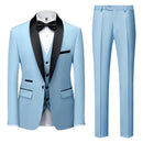 Men's 3-Piece Classic Dresses Sky Blue Suit