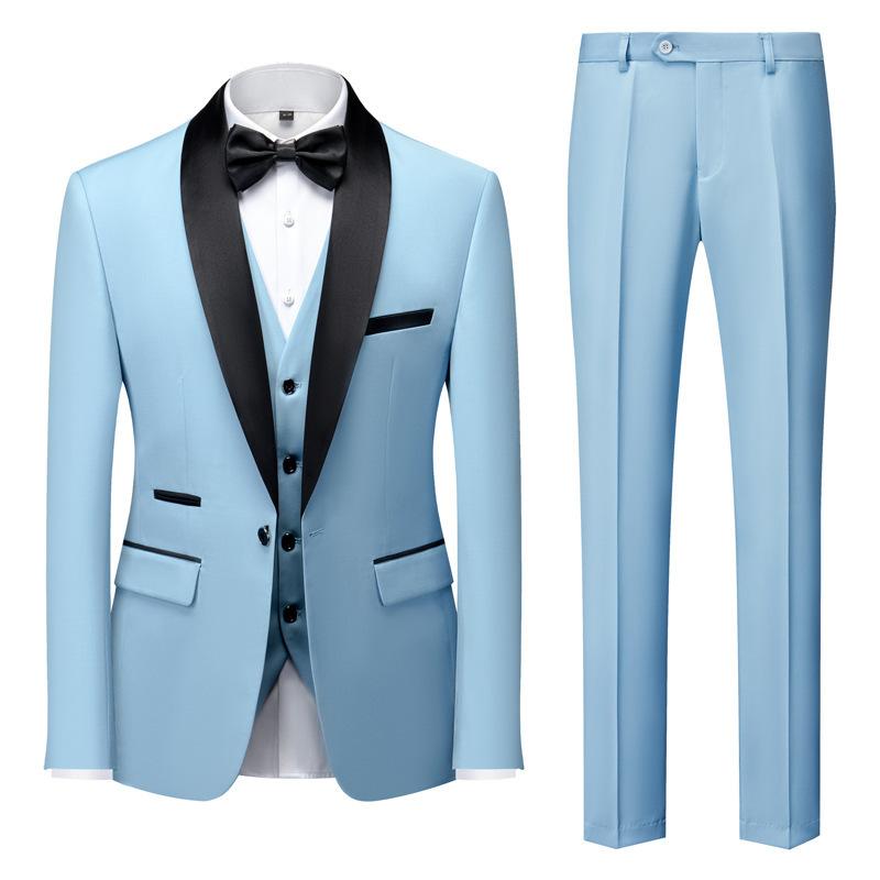 Men's 3-Piece Classic Dresses Sky Blue Suit