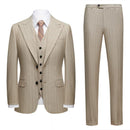 3-Piece Stripe Beige Suit