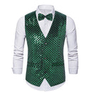 Men's Fashion Sequin Plaid Striped Green Vest