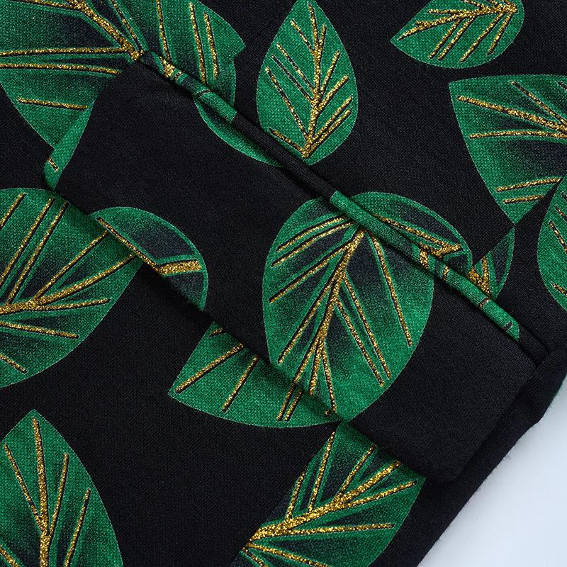 Green Leaf Jacquard Black Jacket - 1