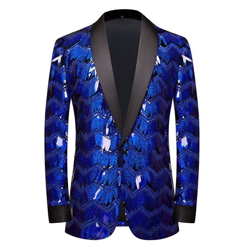 geometric sequin blue jacket