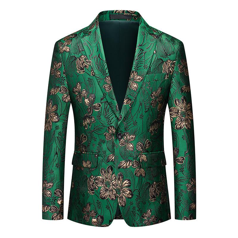 Floral Jacquard Green Jacket - 1