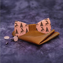 Handmade Wood Bow Tie Set 3-Piece for Christmas 6 Colors