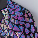 Smoking homme violet à sequins et mosaïque géométrique