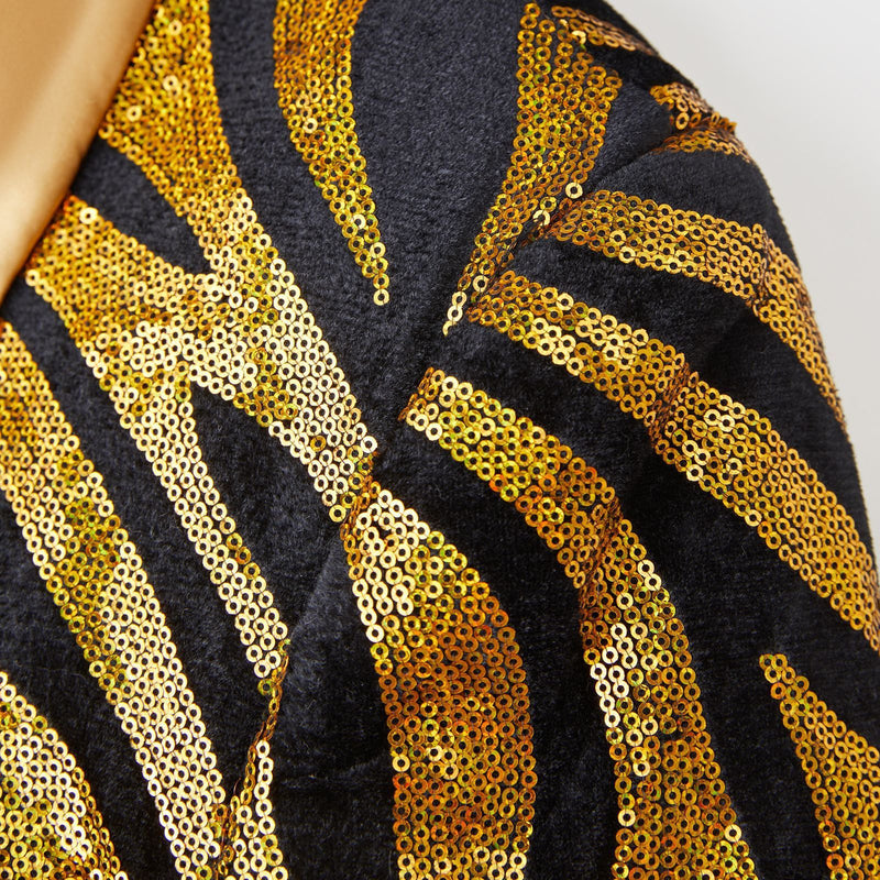 Tiger Striped Sequin Golden Tuxedo - 4