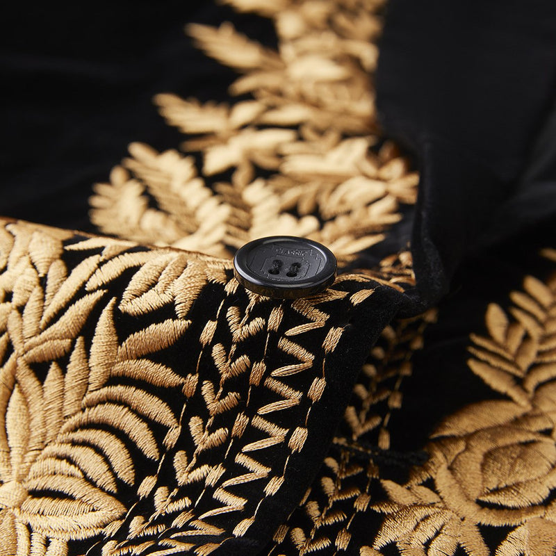 gold embroidered black velvet tuxedo - 1