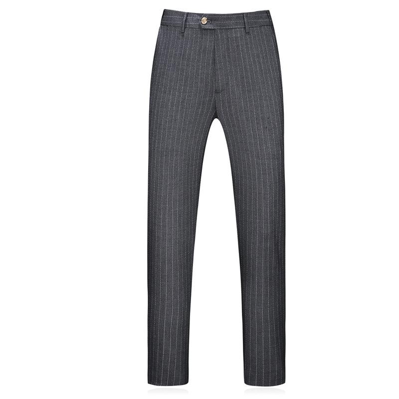 Men's Three-Piece Double-Breasted Subtile Striped Grey Suit