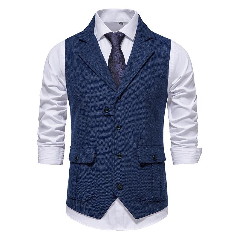Men's Tweed Vintage Wedding Blue Vest