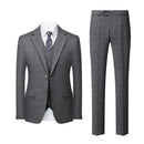 3-piece plaid gray suit