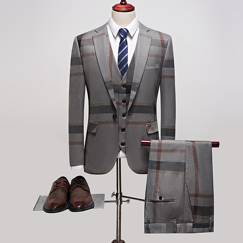 Business Gray Plaid Suit